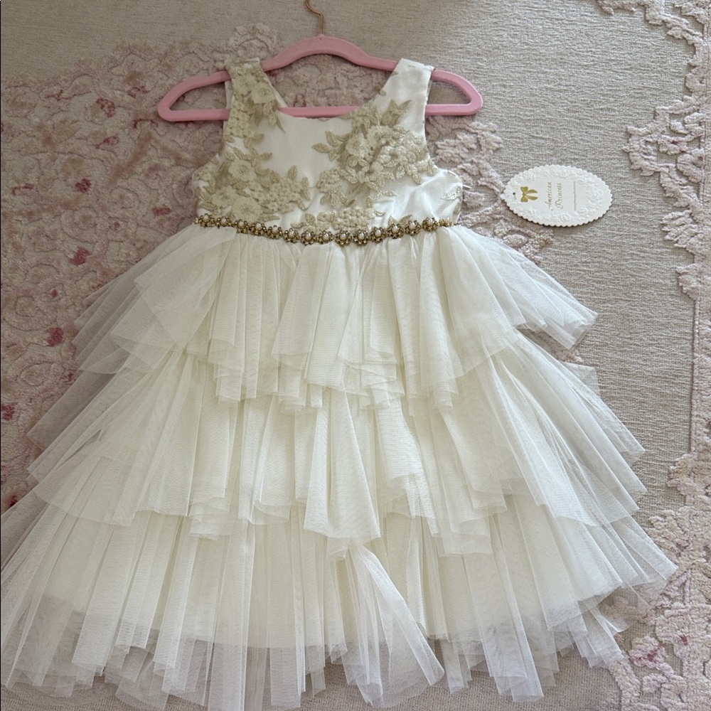American Princess Girls Elegant Cream Dress